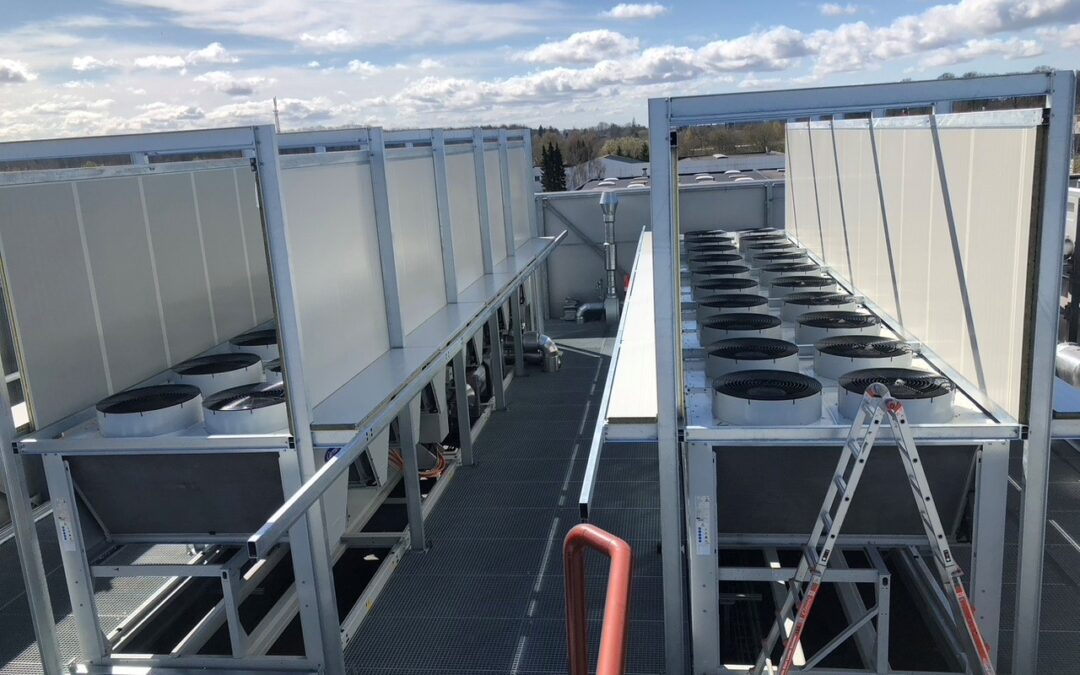 Stativ til støjdæmpning af chiller